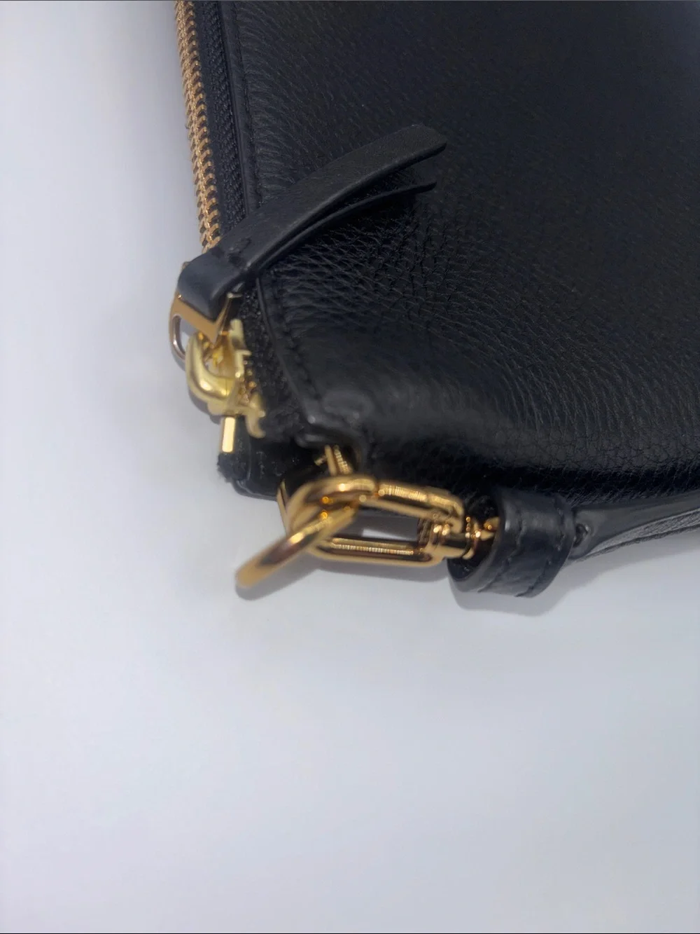 Tory Burch Black Pebbled Leather Crossbody with Gold Logo